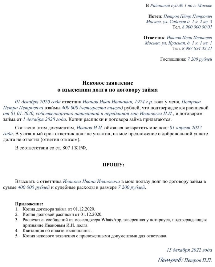 Как оформляется исковое заявление в суд о взыскании задолженности